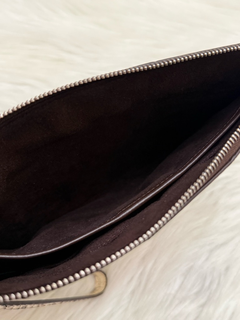 MICHAEL KORS - GENUINE GREY TAN SNAKE SKIN LEATHER SUEDE WRISTLET CLUTCH BAG - Picture 9 of 14